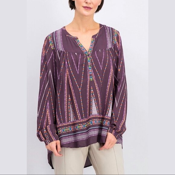 DANIEL RAINN Button Up Light Low Boho Blouse - Picture 1 of 11